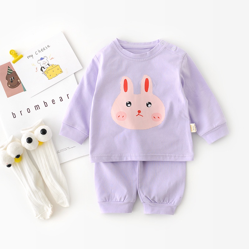 [8-20kg] Bộ dài tay cotton bé gái, đồ ngủ dài tay thu đông bé gái xuất hàn 2022