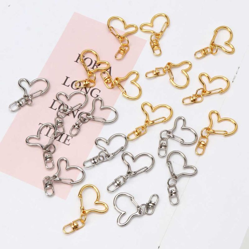 Set 10 Móc Khóa Kim Loại Hình Trái Tim Tự Làm Trang Sức Tiện Lợi