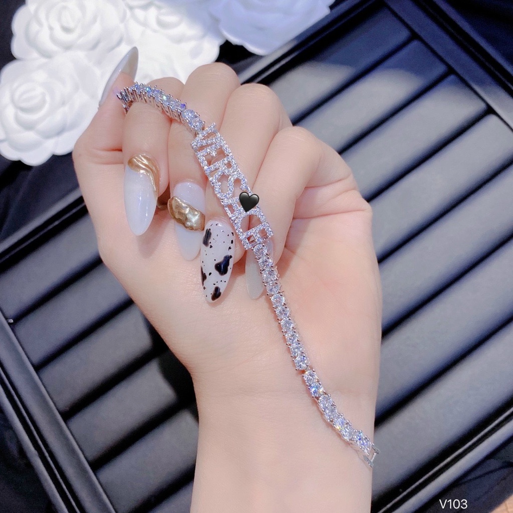 Lắc tay xi bạch kim đính đá cao cấp dành cho nữ