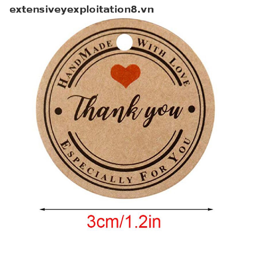 Set 100 Thẻ Giấy Kraft In Chữ Thank You Trang Trí Gói Quà Cưới