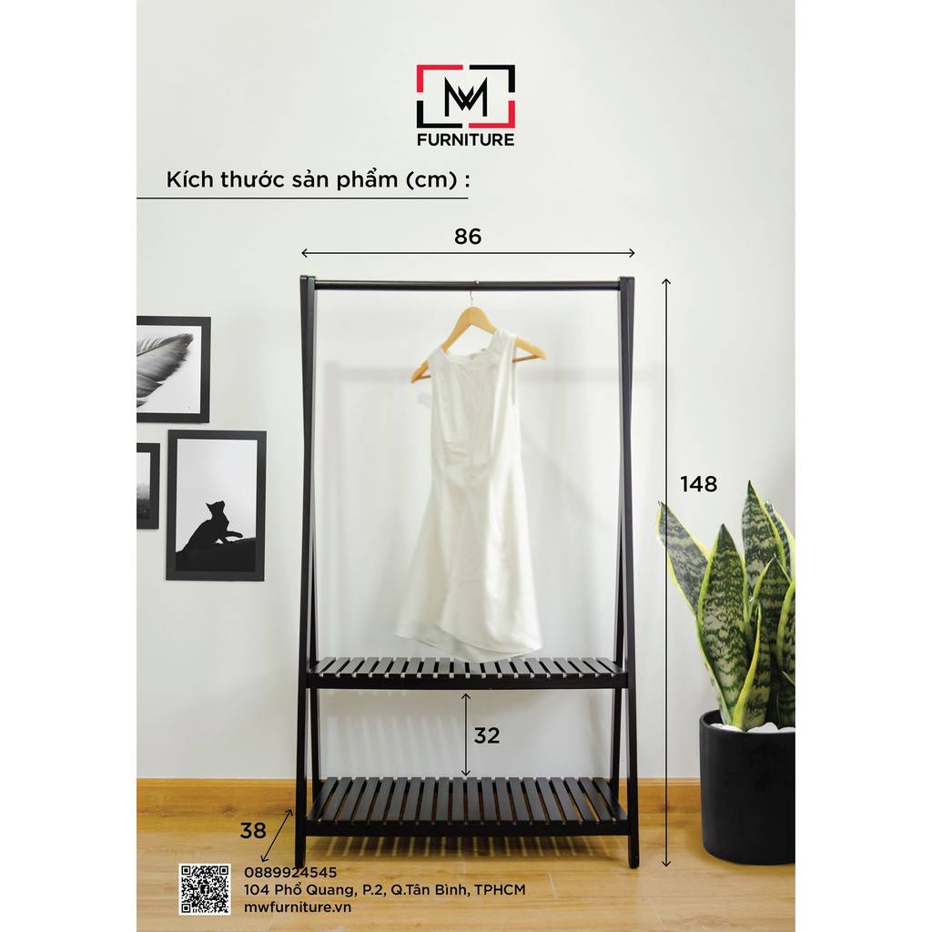 GIÁ TREO QUẦN ÁO CHỮ A HÀN QUỐC 2 TẦNG MÀU ĐEN (SIZE M) - A HANGER 2F (SIZE M) BLACK