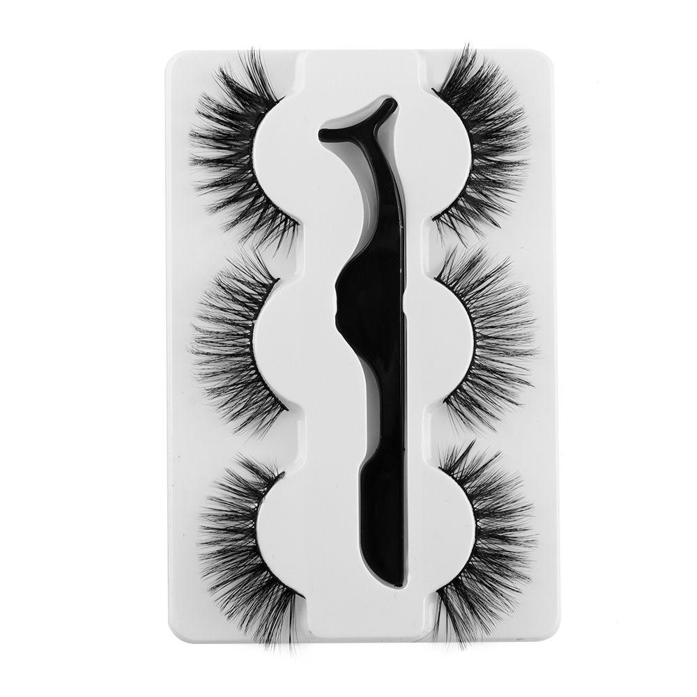 Set 3 Cặp Lông Mi Giả SKONHED Kèm Nhíp Gắp Và Hiệu Ứng Trang Điểm Mắt 5D