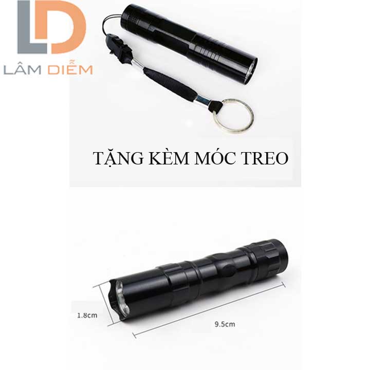 Đèn pin cầm tay mini sài pin AA tặng kèm móc treo 551 -210