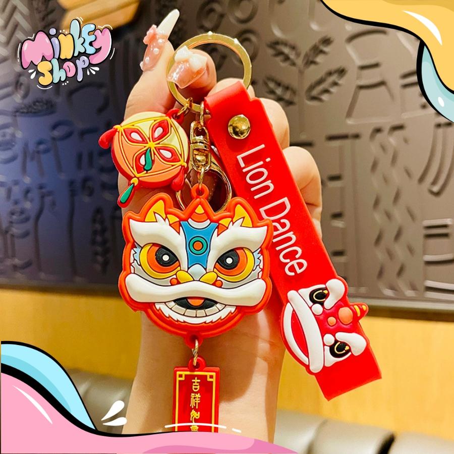 Móc khóa đầu kì lân sư tử đẹp dễ thương phụ kiện túi xách ô tô balô Cute 02MKKL -Minkey