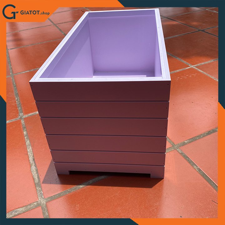 Chậu gỗ nhựa ngoài trời composite kẻ chỉ có chân