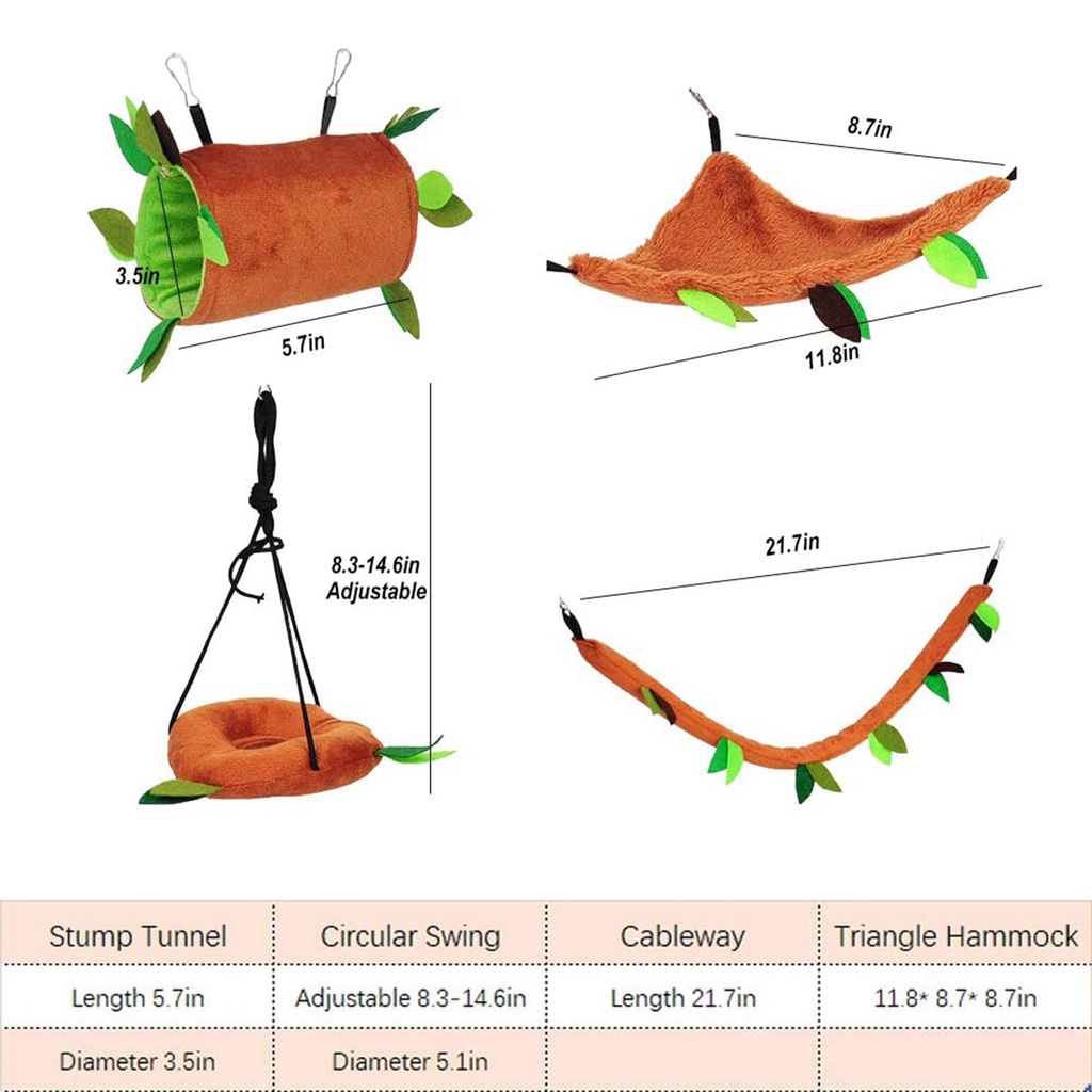 Đồ chơi võng treo/đường hầm/xích đu/dây cáp vui nhộn dành cho chuột Hamster
