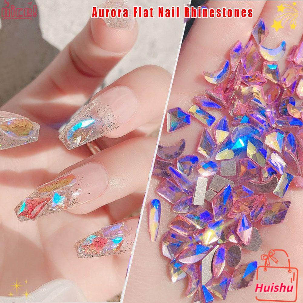 Set 100 Móng Tay Giả Aurora|Mới Đá Đính Trang Trí Móng Tay 3D