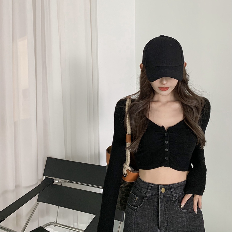 Áo Thun COZOK Tay Dài Cổ Chữ U Thiết Kế Độc Đáo Thời Trang Cho Nữ