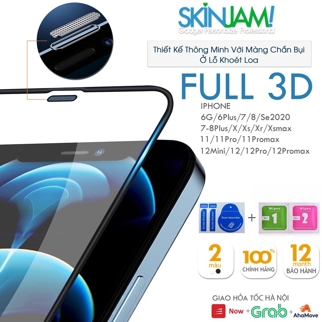 Kính Cường Lực iP Siêu Cứng Full Màn Hình 3D Bảo Vệ Màng Loa Ip Ip6 Đến 12Promax