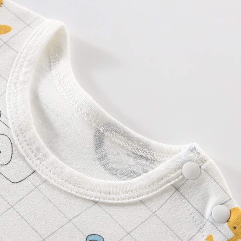Bộ Áo Liền Quần Cotton Tay Dài In Họa Tiết Hoạt Hình Dễ Thương Cho Bé