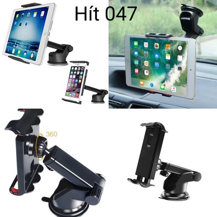 Kẹp đế hít ĐT, máy tính bảng trên xe hơi xoay 360 độ