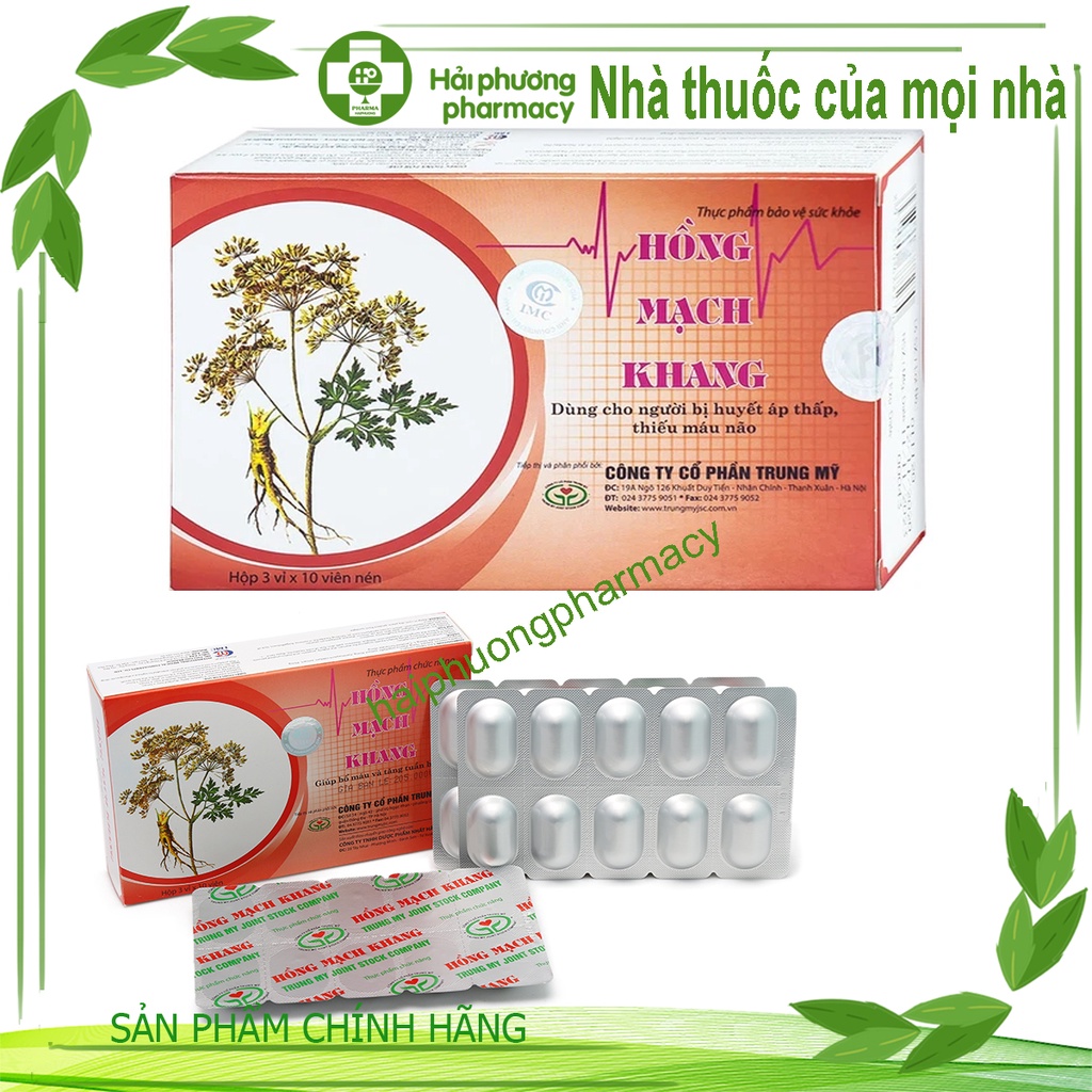 Hồng Mạch Khang - Mua 6 tặng 1 bằng tem tích điểm - cho người huyết áp thấp, giảm chóng mặt, đau đầu