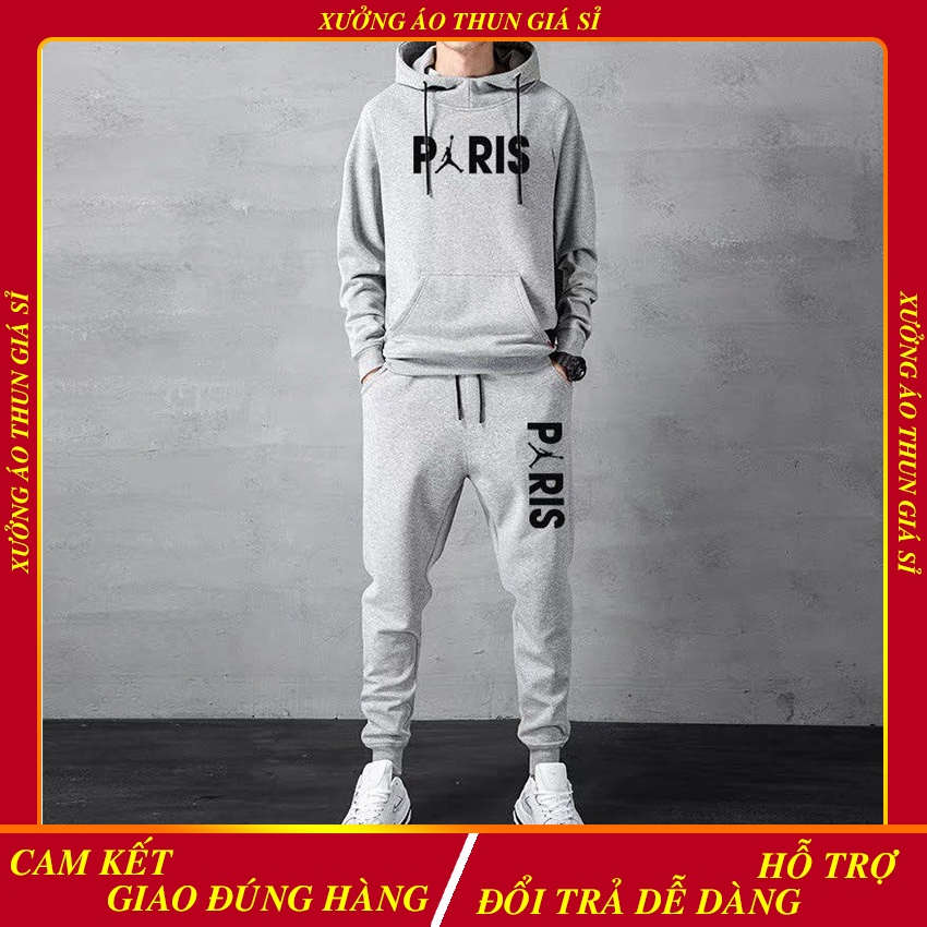 Đồ bộ nam | Set áo hoodie + quần  Jogger Paris | Xưởng áo thun giá sỉ