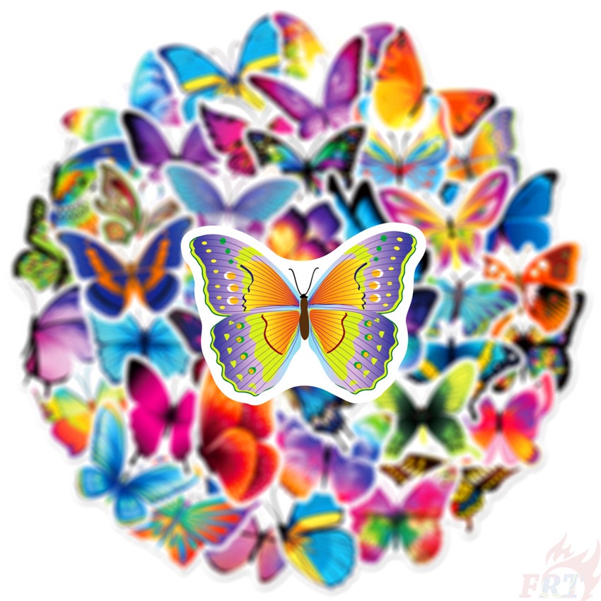 ❉ Miếng Dán Trang Trí Hình Bướm Nhiều Màu 05 ❉ Bộ 50 Miếng Dán Trang Trí Vali Laptop Ván Trượt DIY Thời Trang