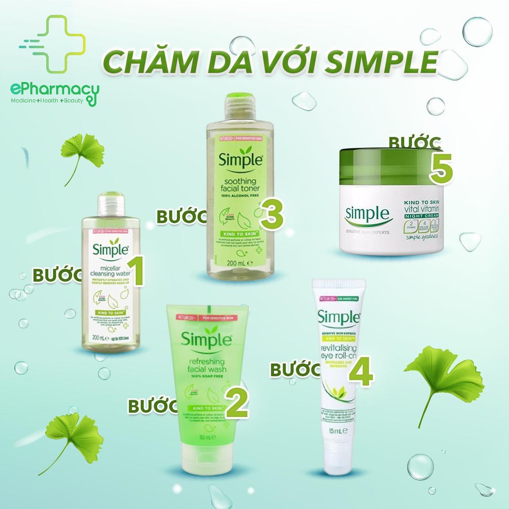 Combo Simple Tẩy trang + Sữa rửa mặt + Toner Simple (Bộ 03 món) | BigBuy360 - bigbuy360.vn