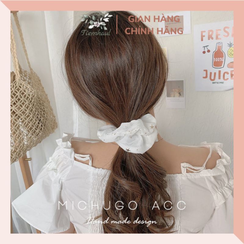 Chun buộc tóc đeo tay scrunchies hàn quốc,chun vải buộc tóc scrunchies 1k giao ngẫu nhiên