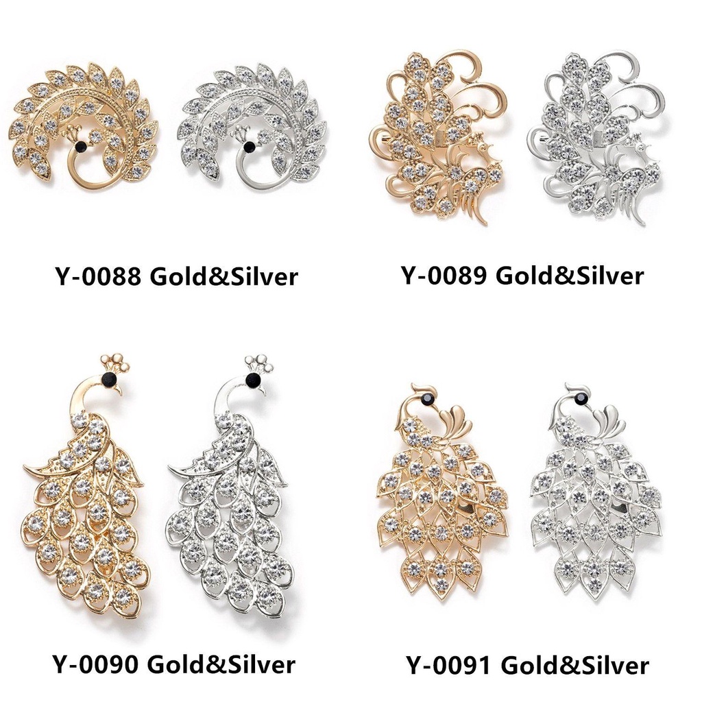 Trâm Cài Áo Hình Con Công Đính Đá|Ghim Hợp Kim