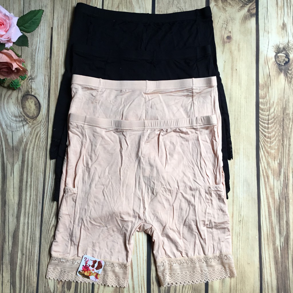 Quần lót Đùi nữ Mặc Trong Váy Thun Cotton Lạnh Phối Ren