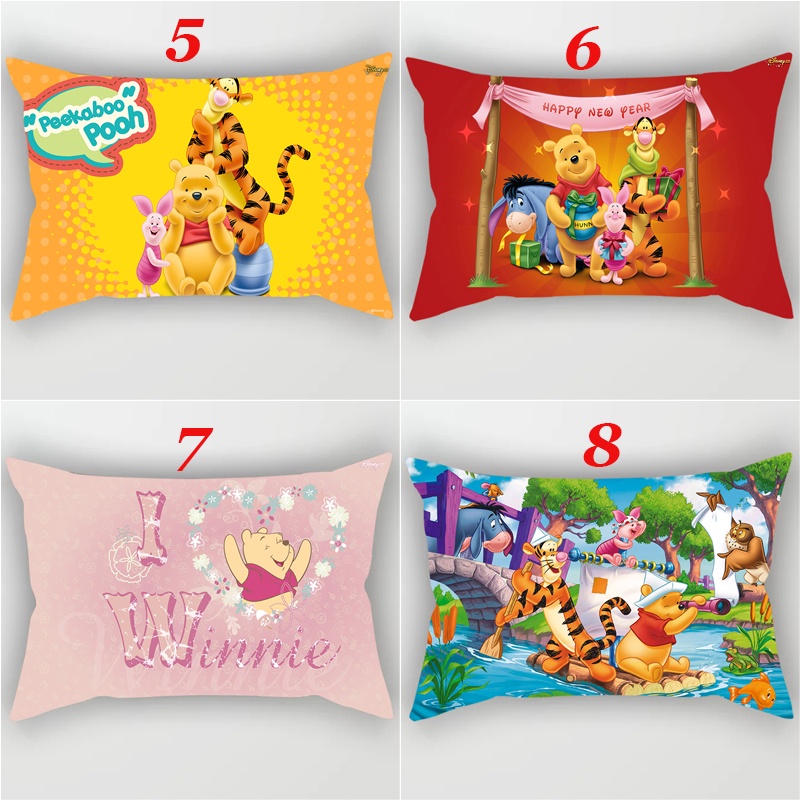 Vỏ Gối Hình Chữ Nhật In Họa Tiết Hoạt Hình Winnie Pooh Đáng Yêu