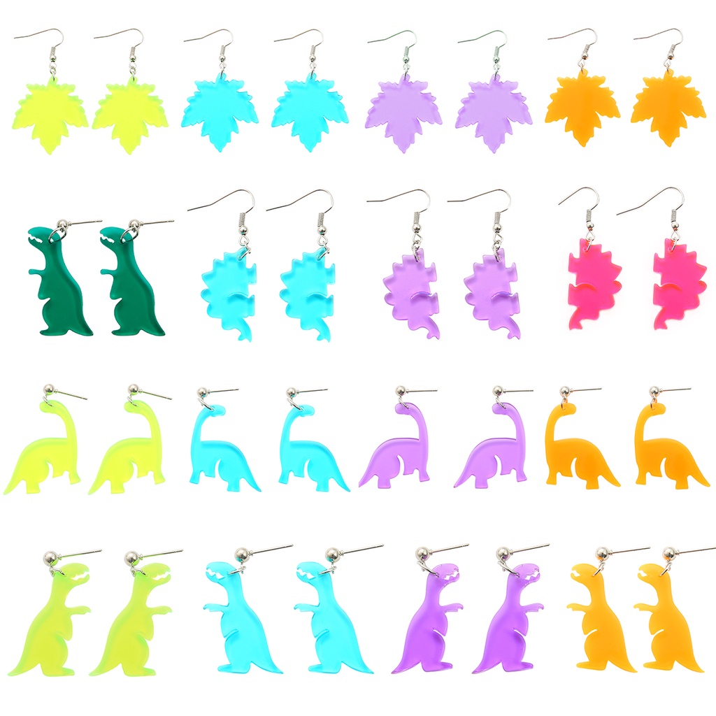 Khuyên tai hình học dáng dài bằng acrylic màu dạ quang xinh xắn cho nữ