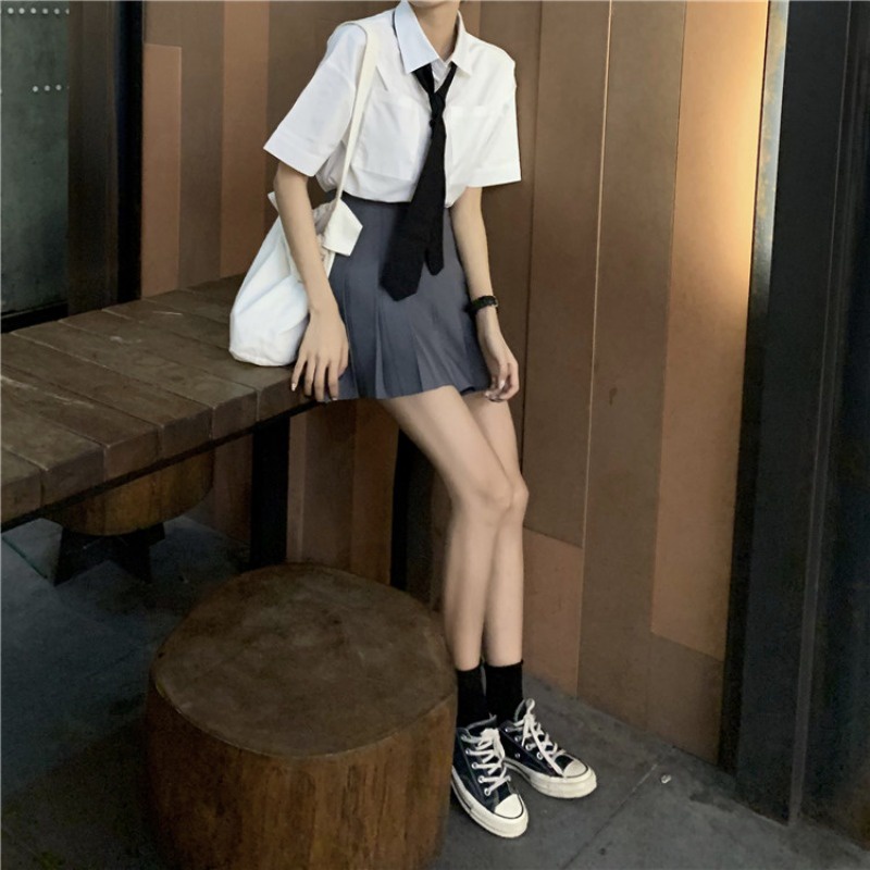 NRVP Chân Váy Chữ A Lưng Cao Màu Sắc Thời Trang