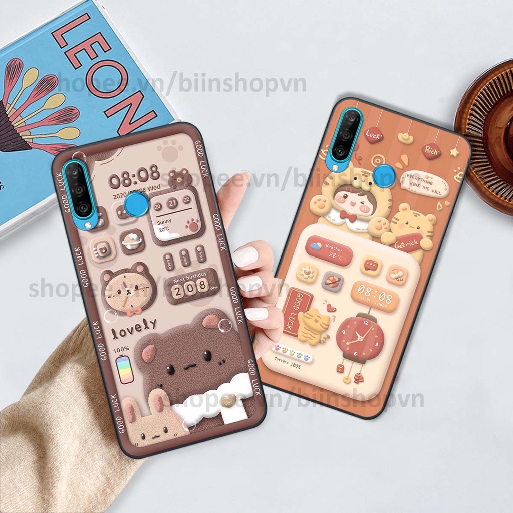 Ốp Huawei Nova 4e / P30 Lite in 3D icon gấu nổi siêu xinh, siêu đáng yêu, cá tính phong cách