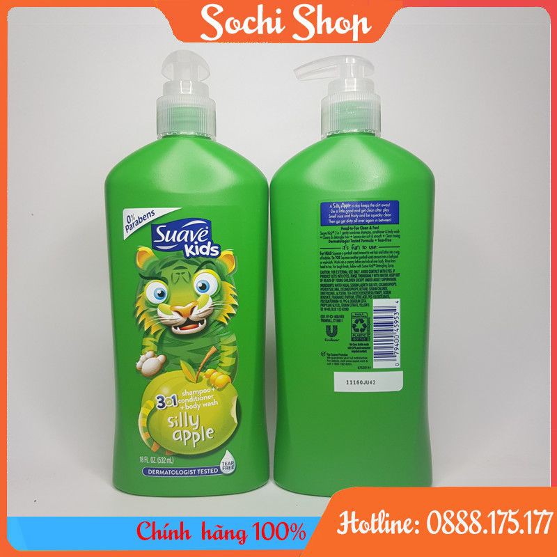 Sữa tắm gội 3 in 1 Suave Kids 532ml xuất xứ Mỹ