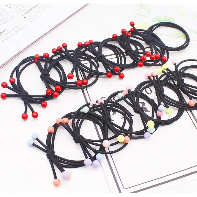 Combo 3 dây cột tóc, buộc tóc 3 vòng sợi xinh xắn đính hạt (BT 40)