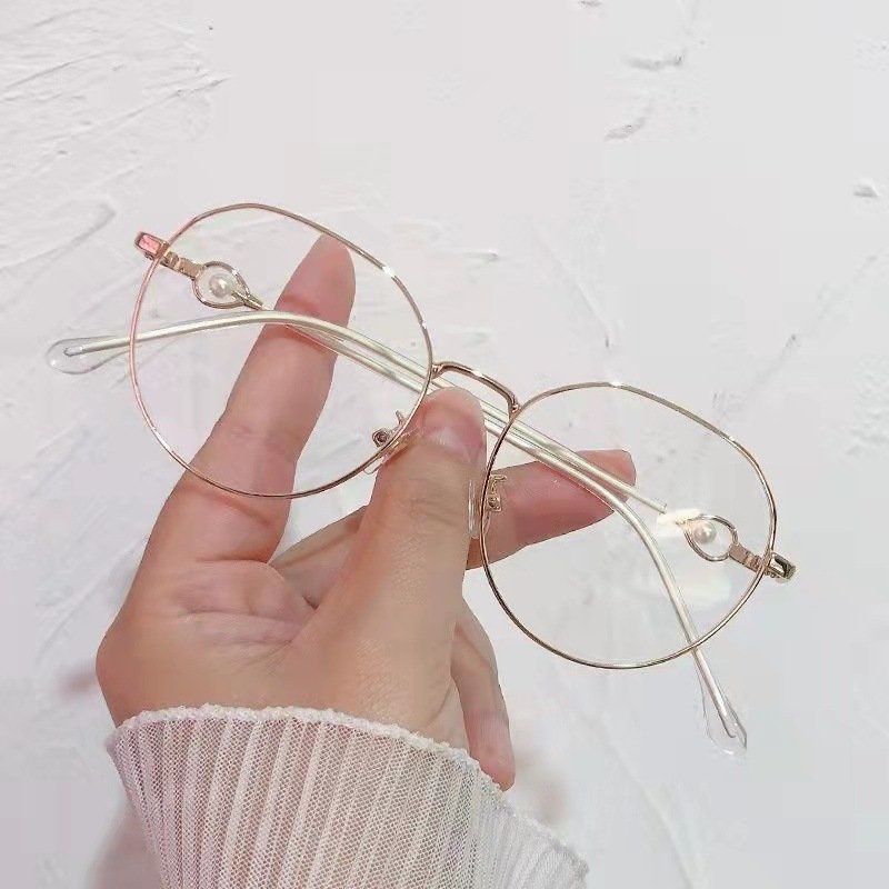 Kính cận nam nữ cao cấp gọng kim loại đính ngọc mẫu hot nhất 20022 chống tia UV thời trang lịch lãm HANASO 080