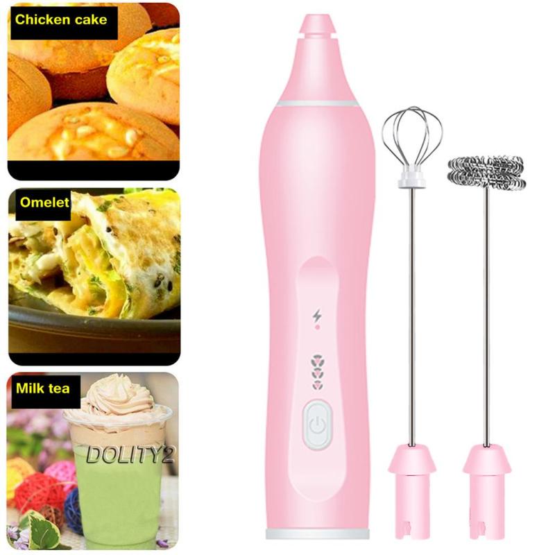 Máy Đánh Sữa Tạo Bọt Cà Phê Sạc USB Kèm 2 Cây Khuấy Bằng Thép Không Gỉ