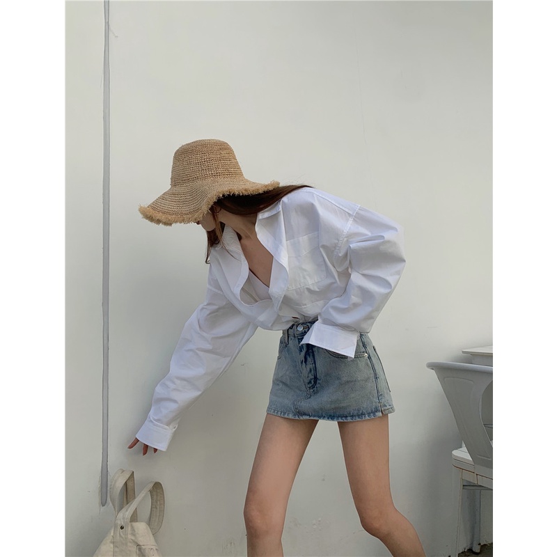 Chân váy denim ngắn lưng cao dáng chữ A trẻ trung năng động cho nữ