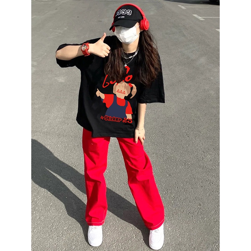 NRVP Áo thun cotton tay ngắn cổ tròn thời trang mùa hè phong cách Hàn Quốc cho nữ