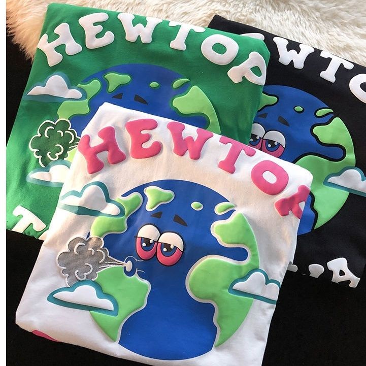 Áo Thun COZOK Tay Ngắn Dáng Rộng In Họa Tiết Thời Trang Retro Hong Kong