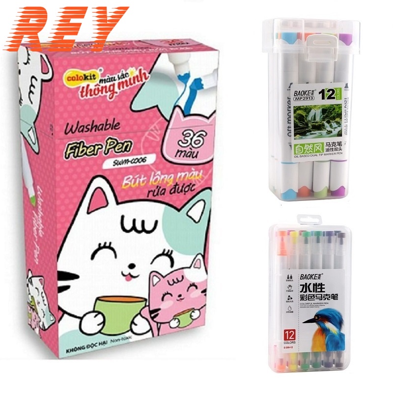 Bút lông màu Fiber Pen Colokit - Crayola Super Tips - Marker Baoke tô màu viết vẽ thư pháp ngòi brush nét thanh nét đậm