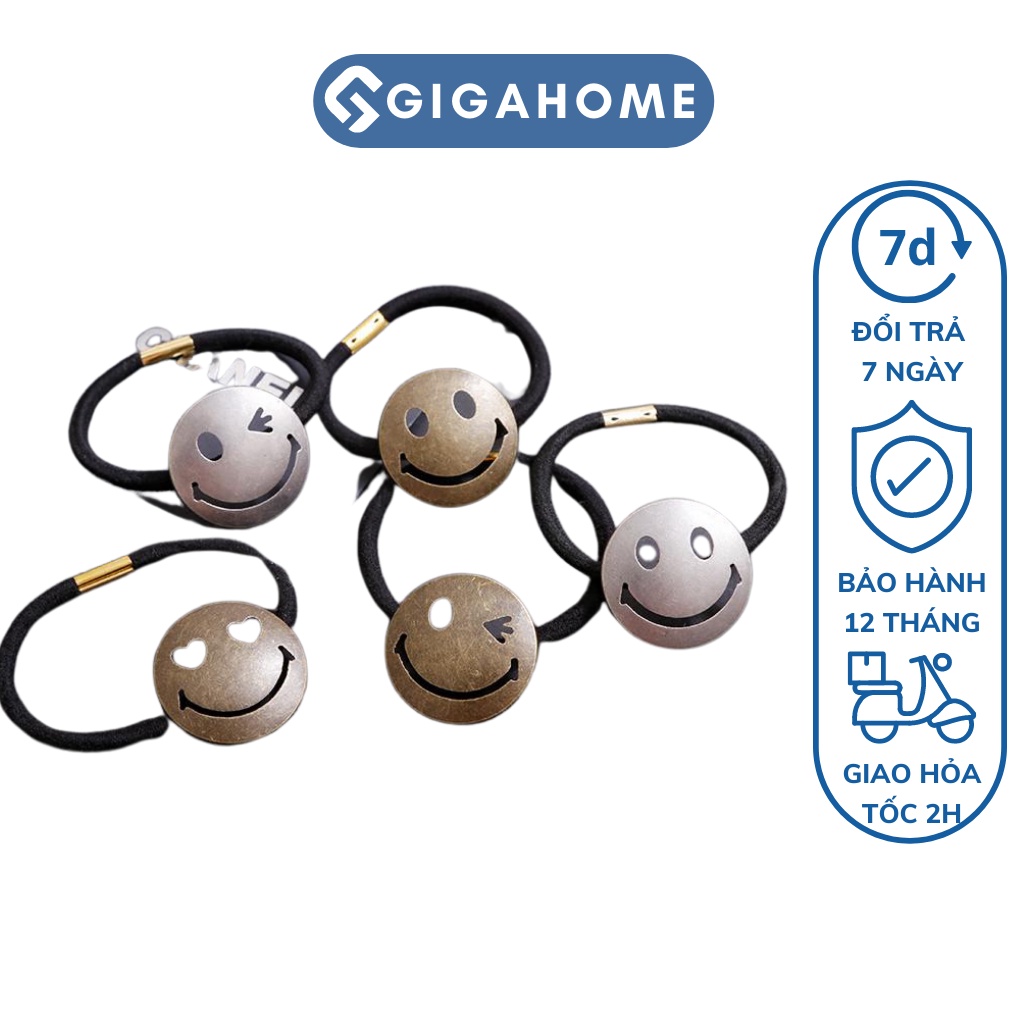 Dây Cột Tóc Họa Tiết Mặt Cười Đơn Giản GIGAHOME Cho Các Bạn Nữ 5992