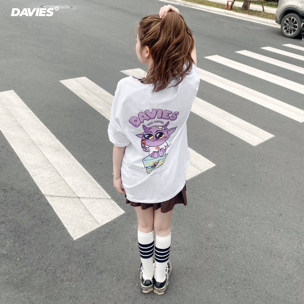 Áo thun nữ form rộng tay lỡ màu trắng local brand DAVIES Devil's Cake Tee