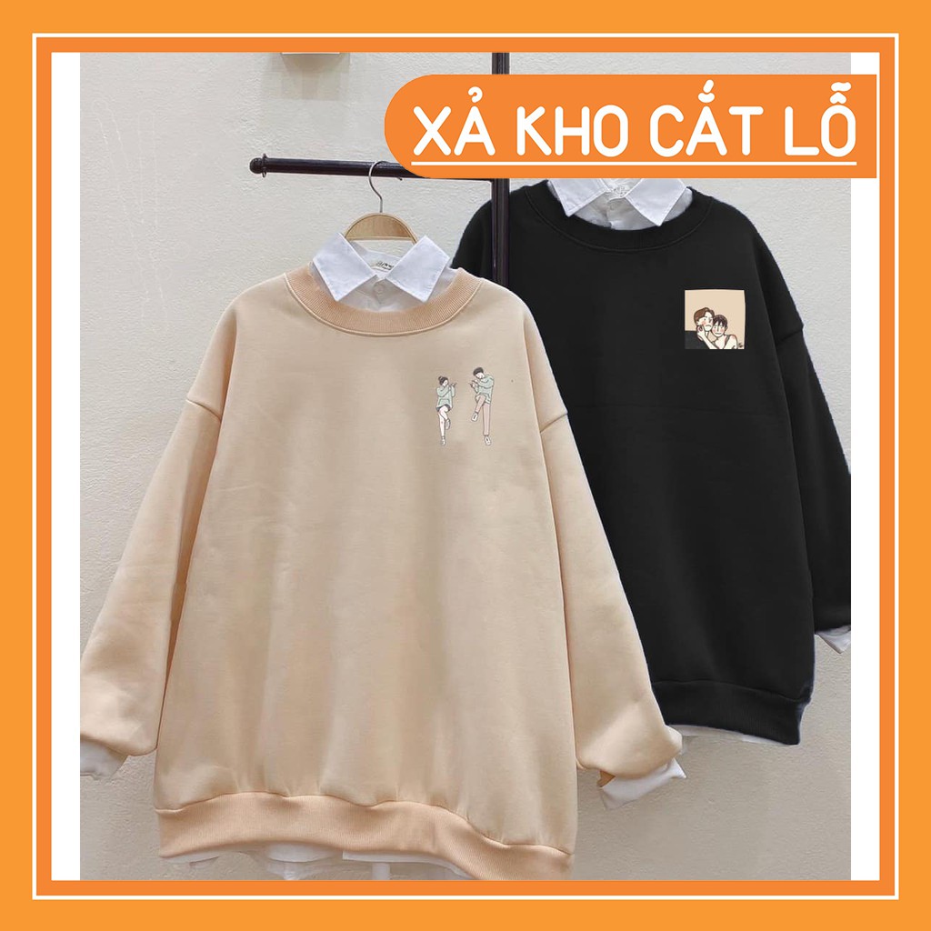 [FREESHIP 50K] Áo sweater nỉ đôi bạn Má Hồng (ảnh thật video tự chụp), sweater đôi bạn má hồng cực xinh