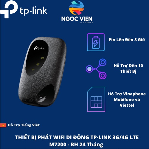 [Hỏa Tốc - HCM] Bộ Phát Wifi Di Động TP-Link M7200 3G/4G LTE 150Mbps Pin sạc 2000mAh  | BH 24 Tháng | Ngocvien Store