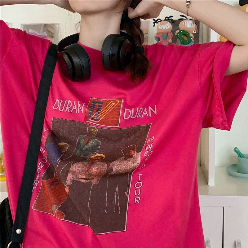 Áo thun cotton ngắn tay dáng rộng thiết kế mới thời trang mùa hè theo phong cách hồng kông năng động