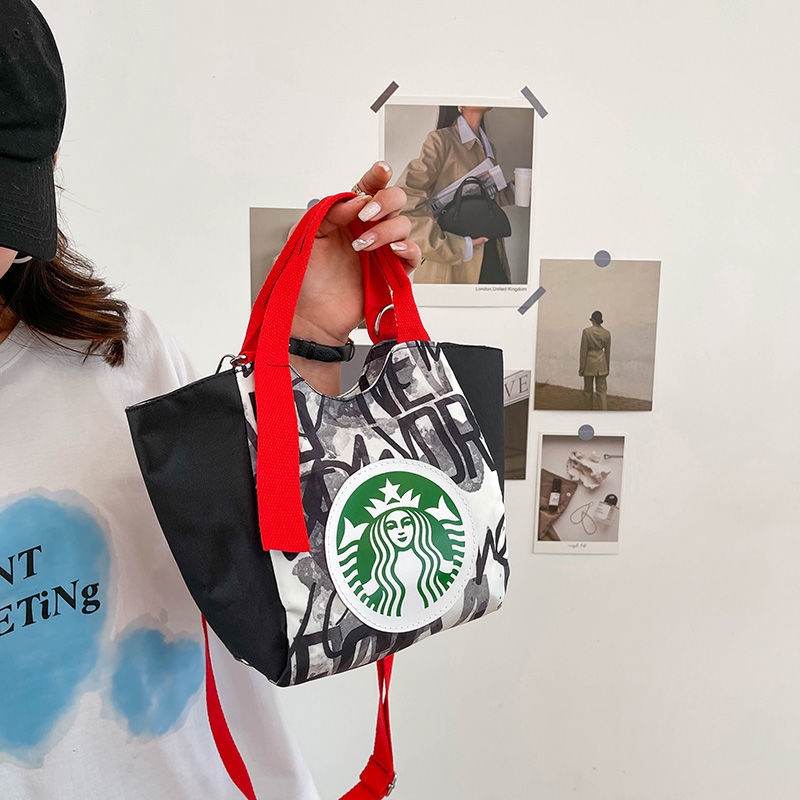 Túi vải Cỡ Lớn In Họa Tiết Starbucks Phong Cách Hàn Quốc Cho Nữ