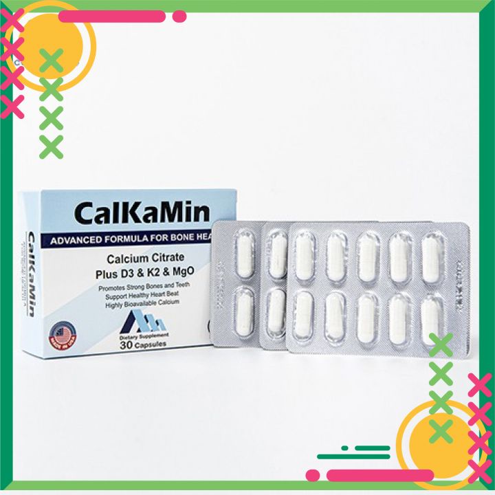 Calkamin - Bổ sung Canxi và Vitamin D3, K2 giúp răng, xương chắc khỏe hộp 30 viên