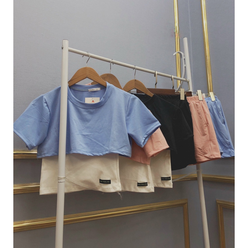 Sét Đồ Bộ Nữ 3 Món Chất Liệu Vải Su Cao Cấp, Áo Croptop kết hợp Quần Thun-VATI