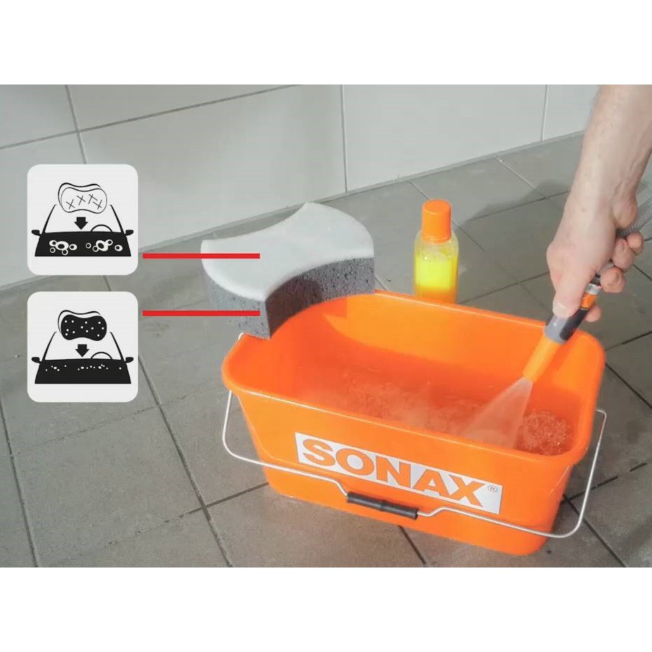 (TẶNG KHĂN LAU XE) Nước rửa xe siêu bóng và Wax bóng sơn kết hợp - Sonax Wash & Wax 1 Lít (VÀNG)  - Otocare247