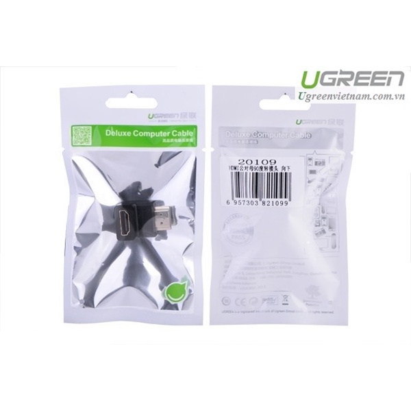 Đầu nối HDMI vuông góc 90 độ Ugreen 20110 (bẻ lên) 20109 ( bẻ xuống) cao cấp - Hàng chính hãng