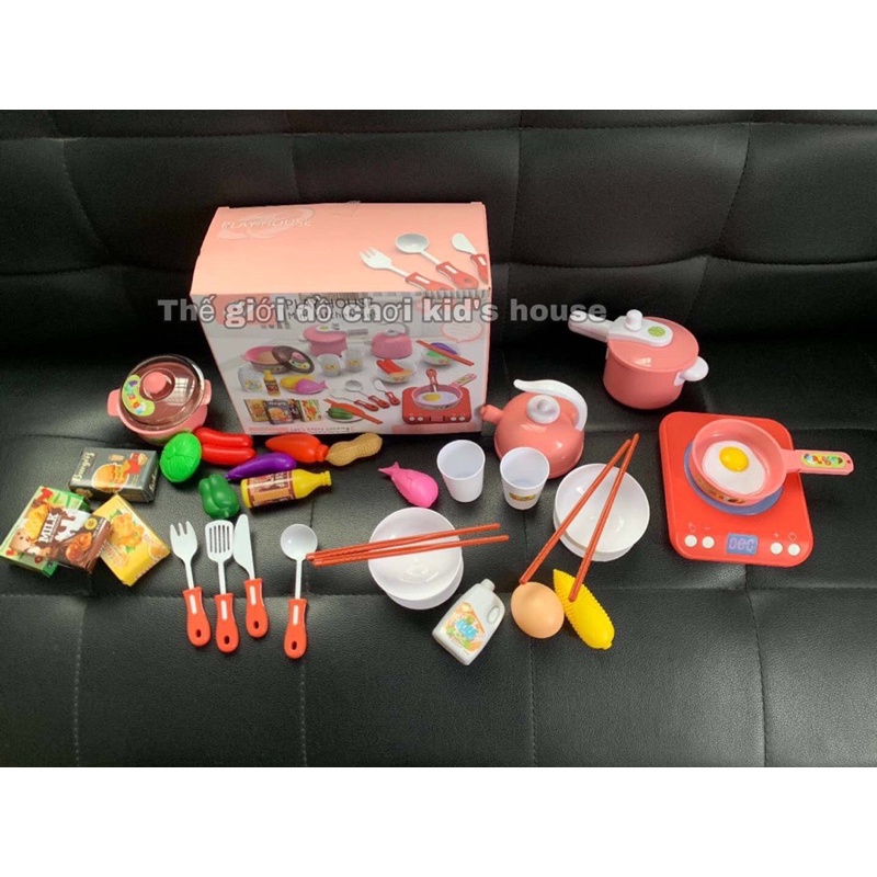 Bộ đồ chơi nấu ăn cho bé Play House 36 chi tiết màu hồng đồ chơi mô phổng dụng cụ nhà bếp