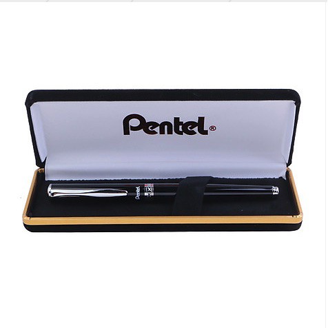 Bút Ký Cao Cấp Pentel nắp vặn mực bi xanh siêu trơn mượt VỎ ĐEN B811A-C kèm hộp nhung sang trọng