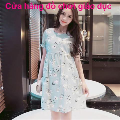 SHOP XINH Váy bà bầu cho con bú Cỡ lớn Tay ngắn dài trung bình có hoa Thời trang đi chơi Mùa hè