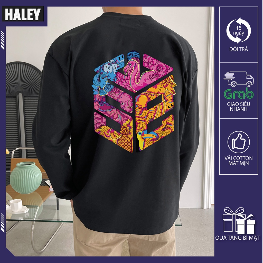 Áo Sweater unisex HALEY họa tiết Nam Nữ Chất nỉ bông thu đông đẹp phong cách Hàn Quốc cá tính mã HD228