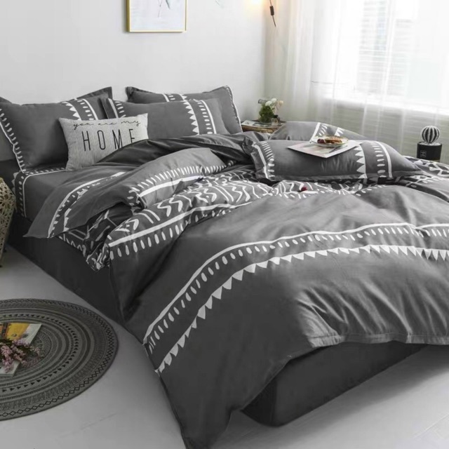 Bộ vỏ chăn ga gối COTTON POLY. hoạ tiết hy lạp