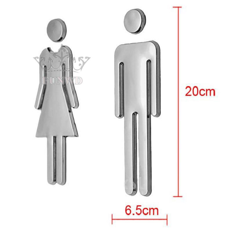 Set 2 miếng dán cửa ra vào đánh dấu nhà vệ sinh nam / nữ bằng chất liệu acrylic tiện dụng